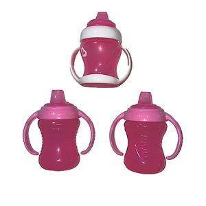 Munchkin Pink trainer Sippy Cups lot bundle of 3 with handles easy grip